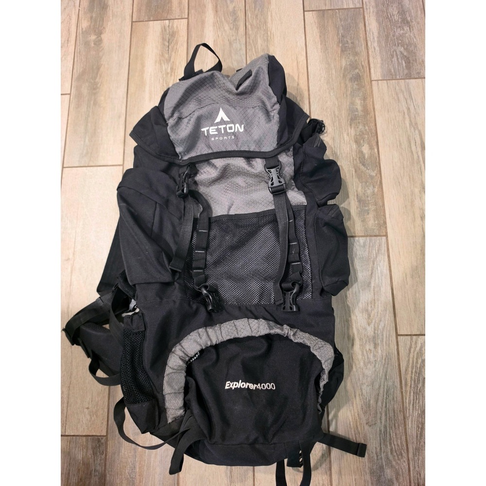 Teton Sports Explorer 4000 Internal Frame Hiking Backpack Black Grey 65L